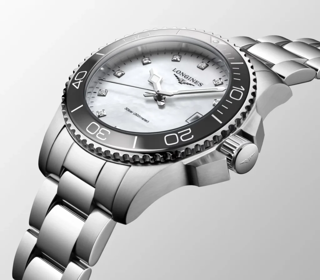 Longines HydroConquest 32mm Ladies Watch in Mother of Pearl Silver